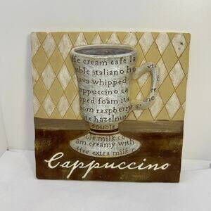 Vintage Resin Cappuccino Coffee Cup Resin 3D Coffee Lover Wall Art 5x5 in
